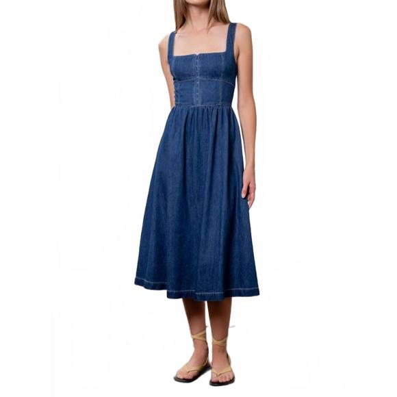 NEW MINT nicole hook front midi dress in blue - Picture 1 of 3